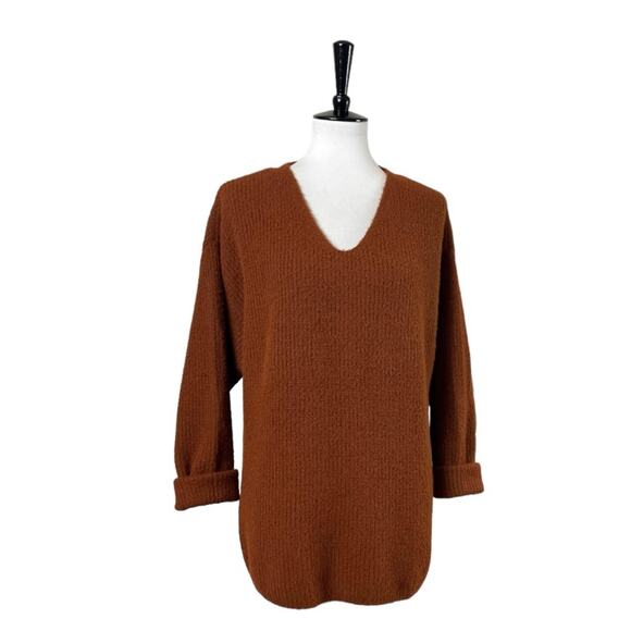 Apt. 9 Sweater V-neck Oversized Long Sleeves Soft Dark Orange Women’s Size Large - Picture 10 of 10